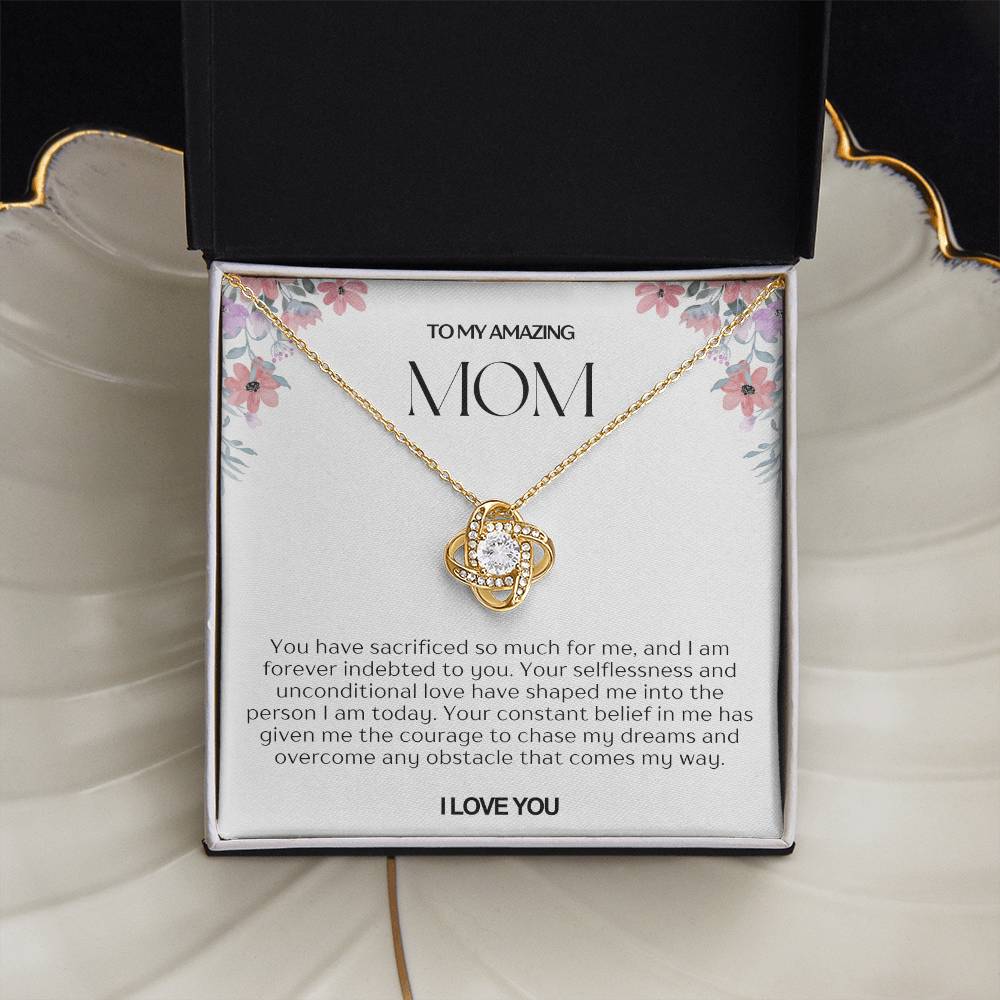 To My Amazing Mom Love Knot Necklace