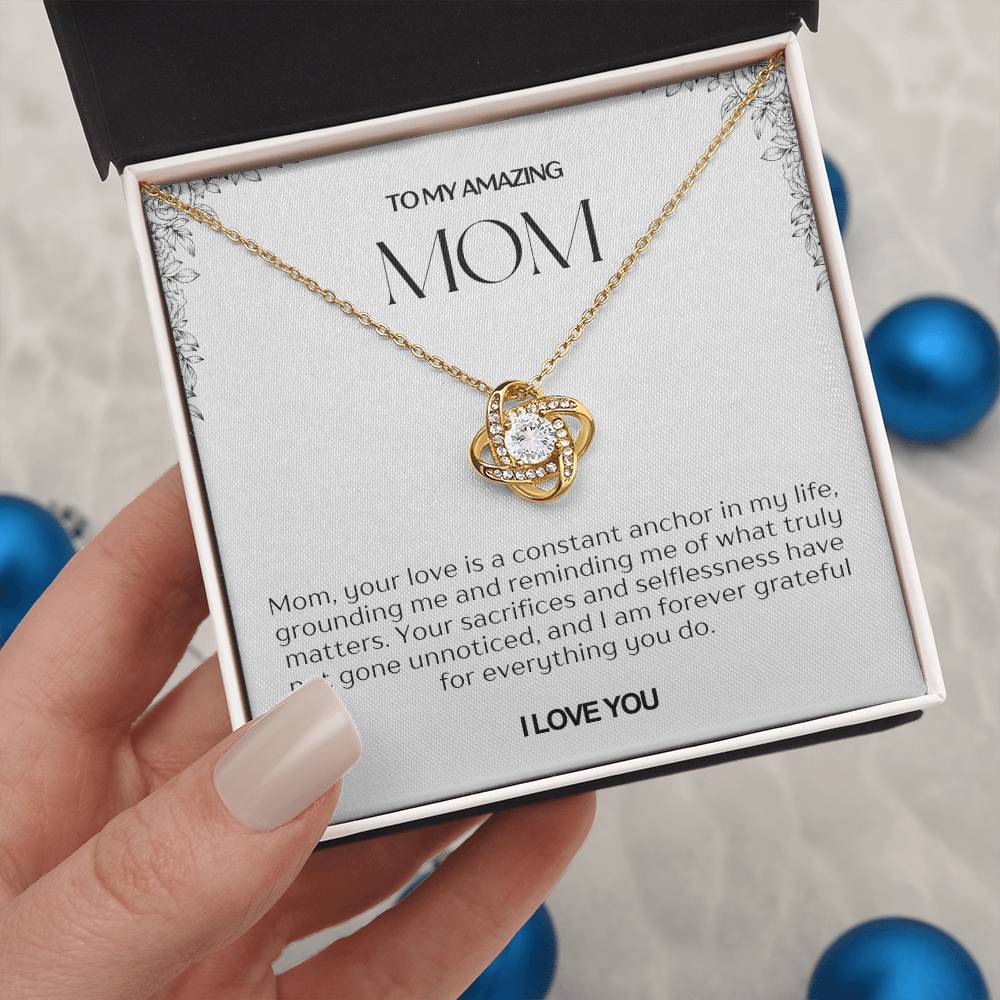 To My Amazing Mom Love Knot Necklace