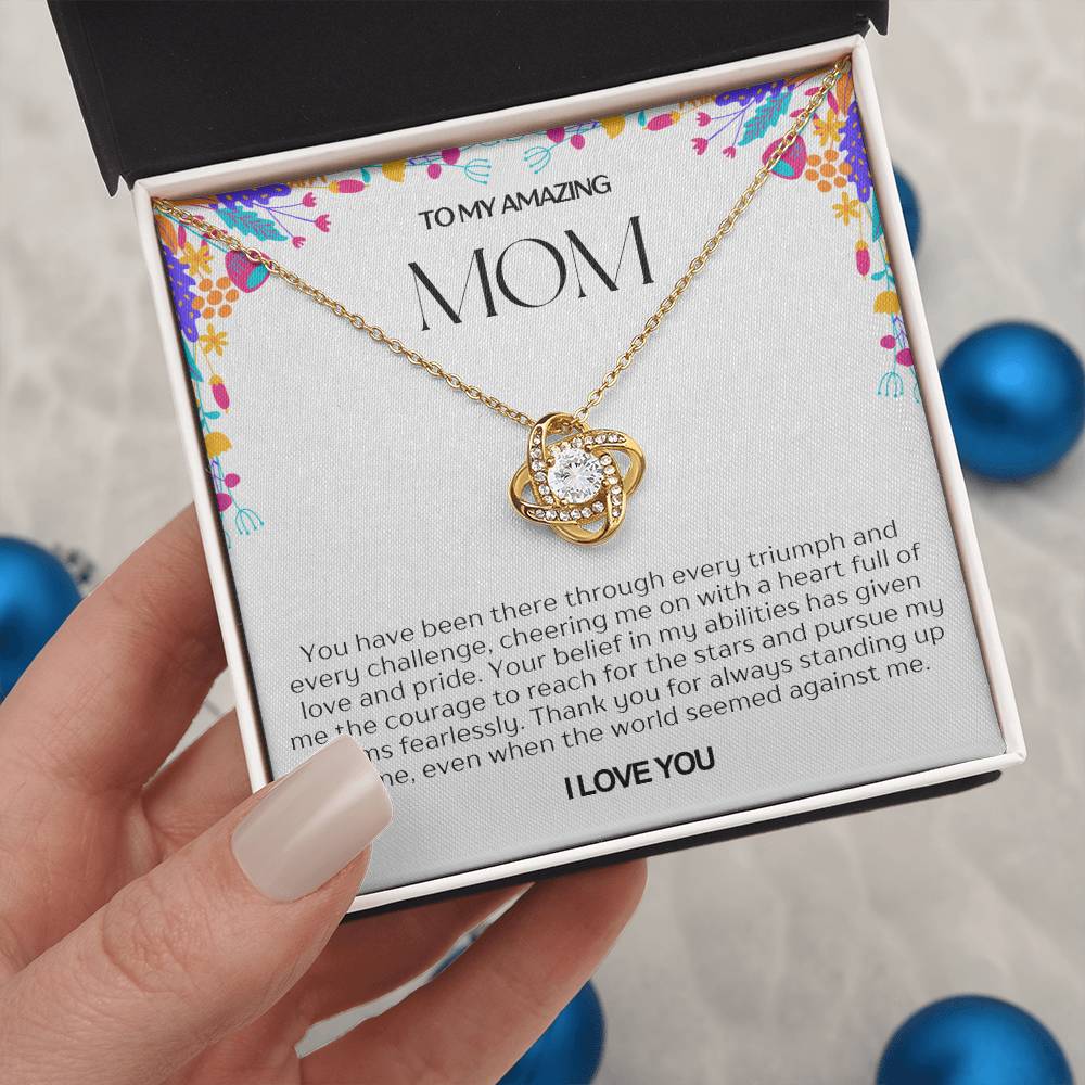 To My Amazing Mom Love Knot Necklace