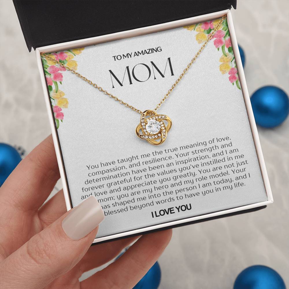 To My Amazing Mom Love Knot Necklace