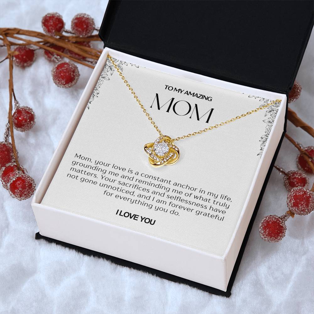 To My Amazing Mom Love Knot Necklace