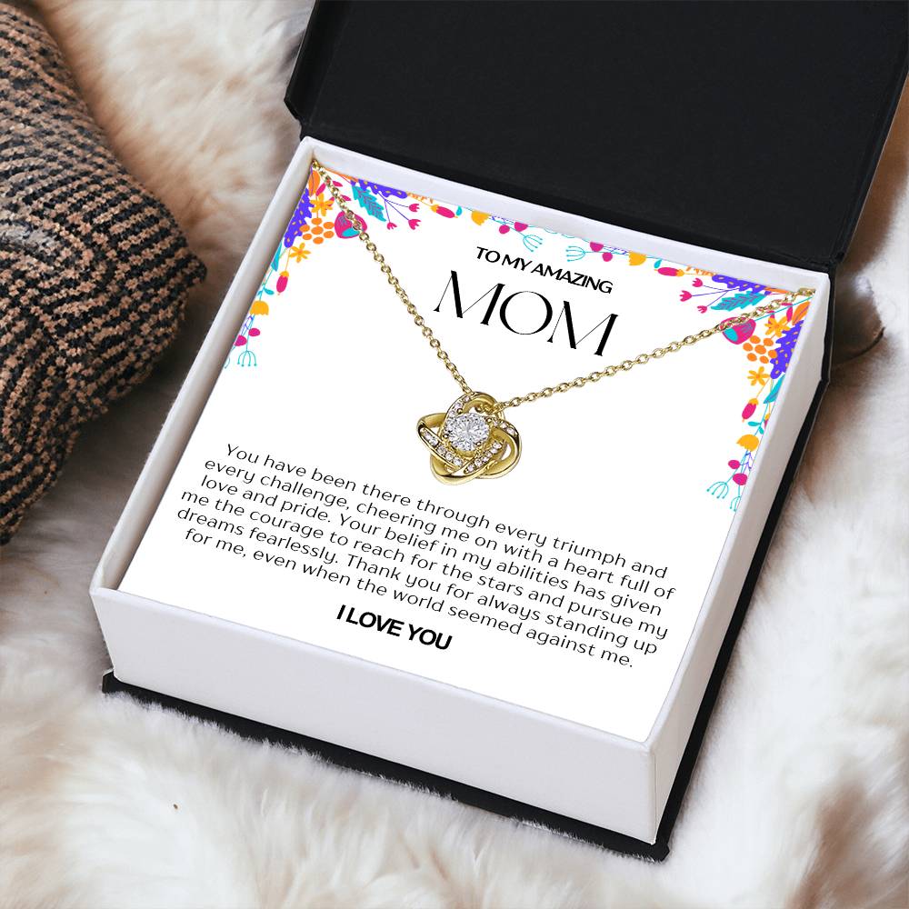 To My Amazing Mom Love Knot Necklace