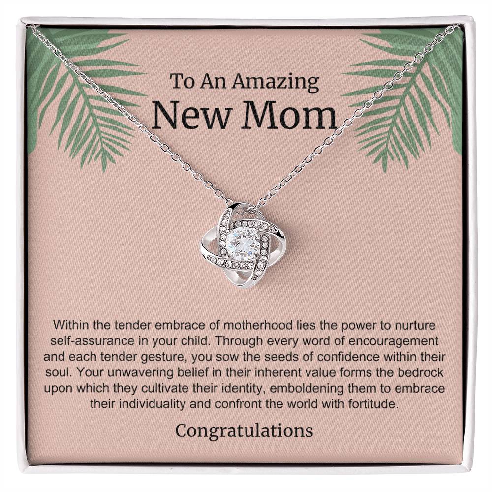 To An Amazing New Mom Love Knot Necklace