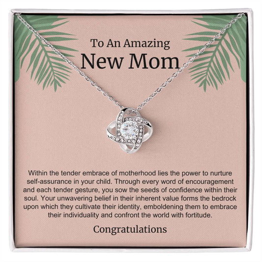 To An Amazing New Mom Love Knot Necklace