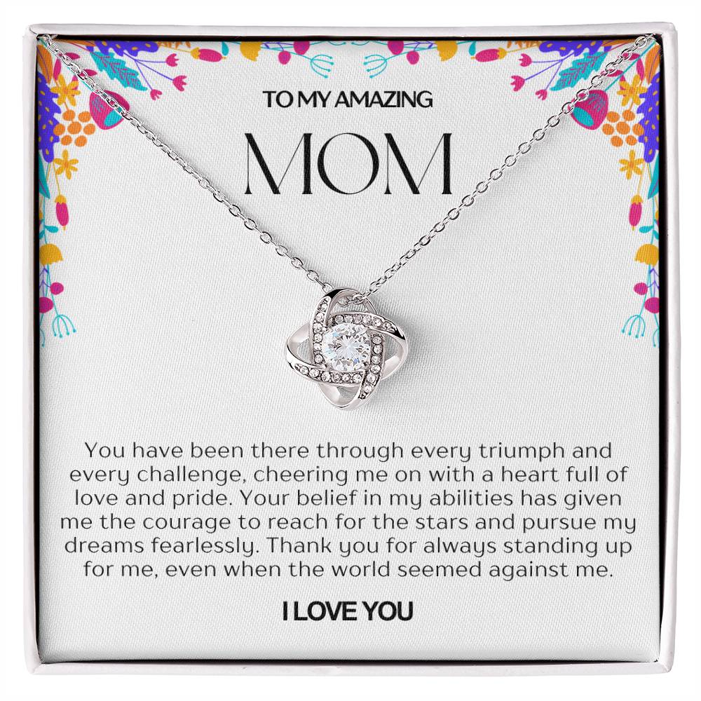 To My Amazing Mom Love Knot Necklace