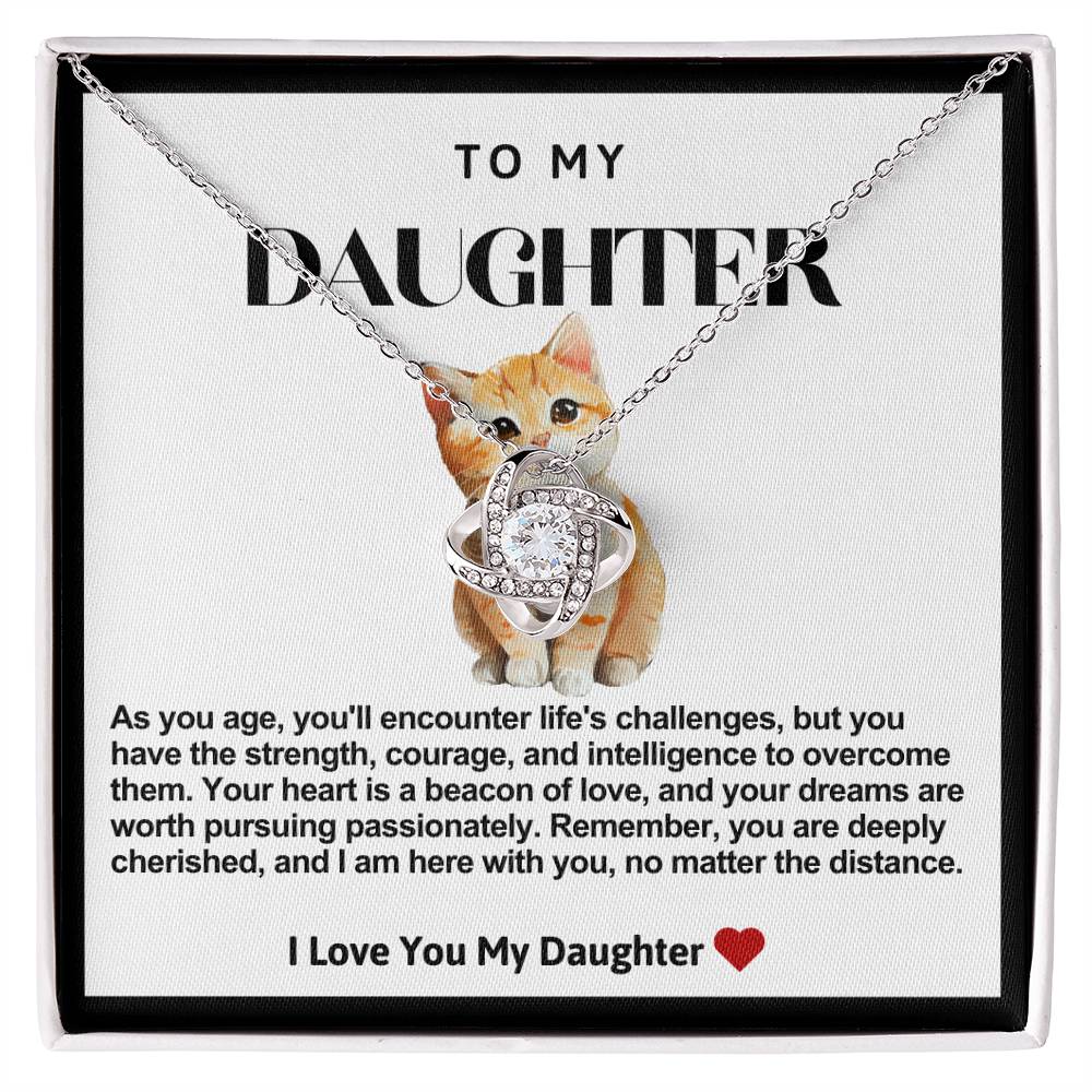 Daughter Cat Love Knot Necklace