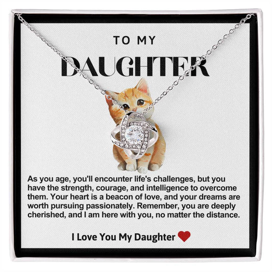 Daughter Cat Love Knot Necklace