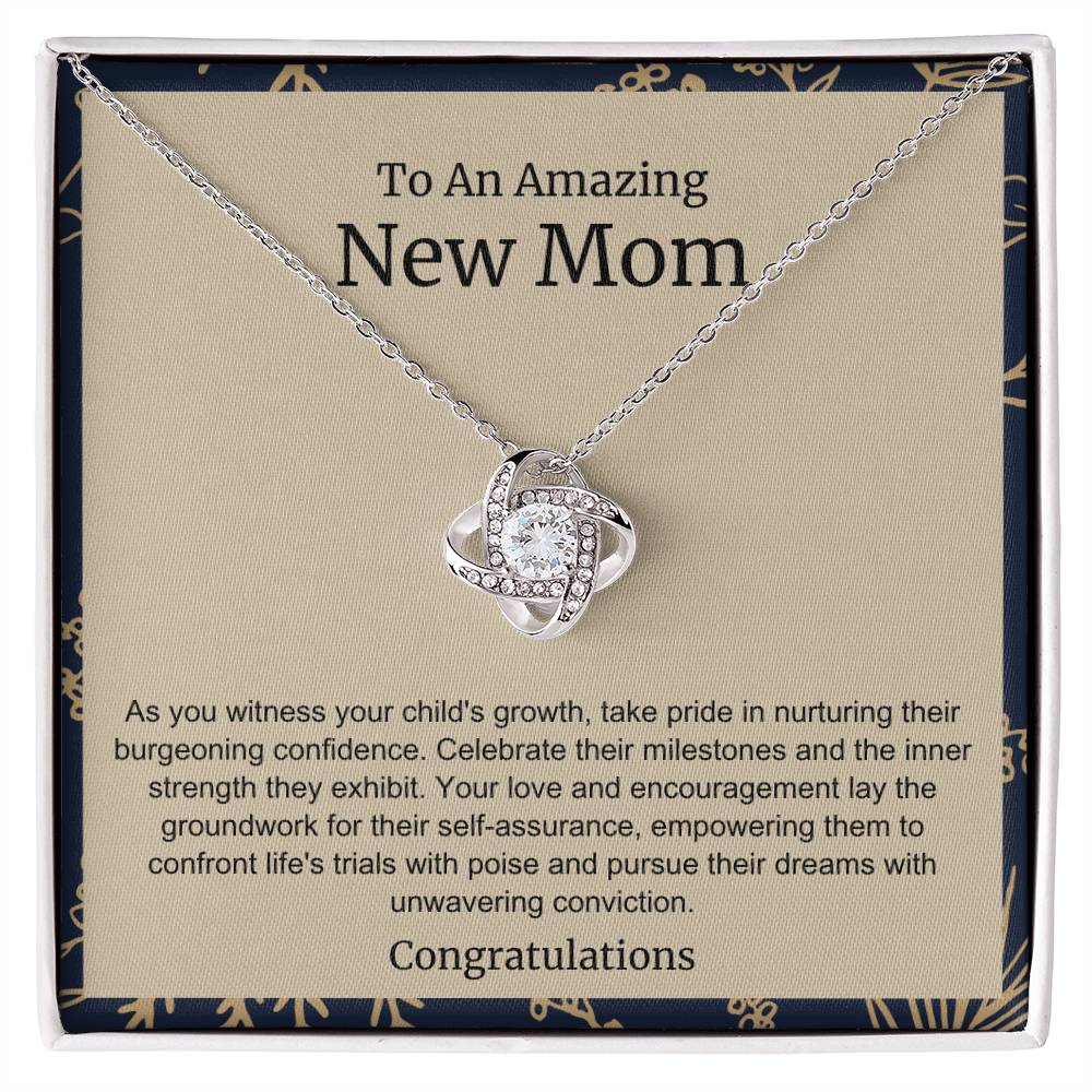 To An Amazing New Mom Love Knot Necklace