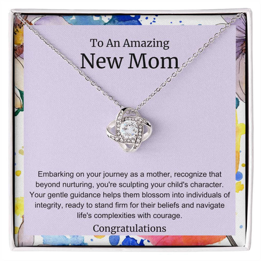 To An Amazing New Mom Love Knot Necklace