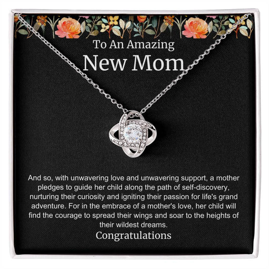 To An Amazing New Mom Love Knot Necklace