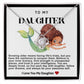 Daughter Brown Hair Mermaid Love Knot Necklace