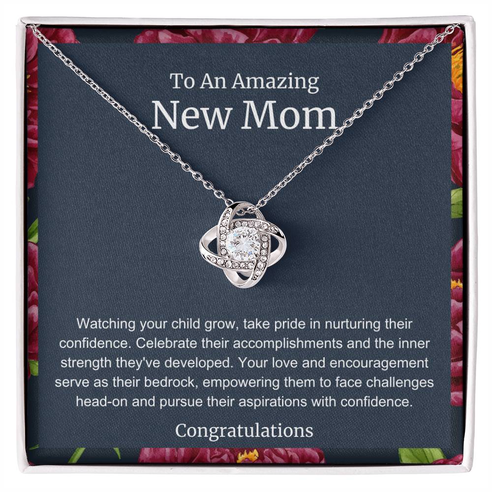 To An Amazing New Mom Love Knot Necklace