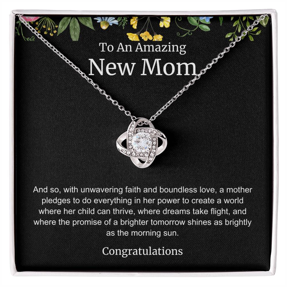 To An Amazing New Mom Love Knot Necklace