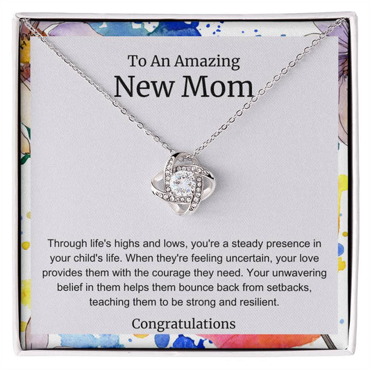 To An Amazing New Mom Love Knot Necklace