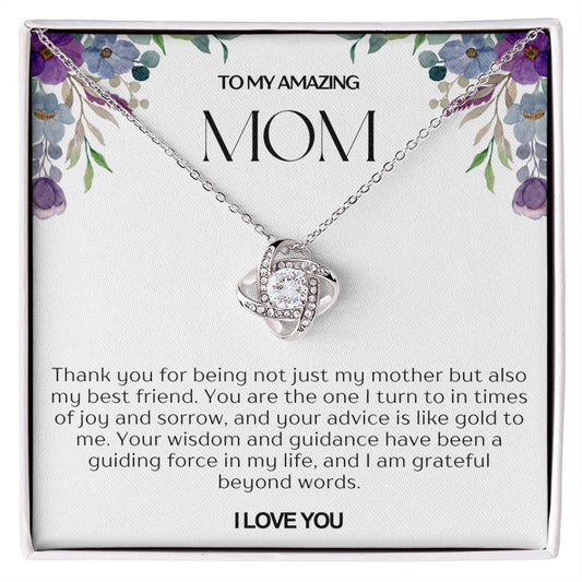 To My Amazing Mom Love Knot Necklace