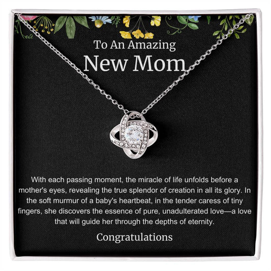 To An Amazing New Mom Love Knot Necklace