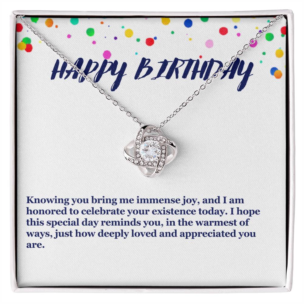 Happy Birthday Love Knot Necklace