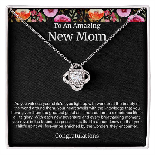 To An Amazing New Mom Love Knot Necklace