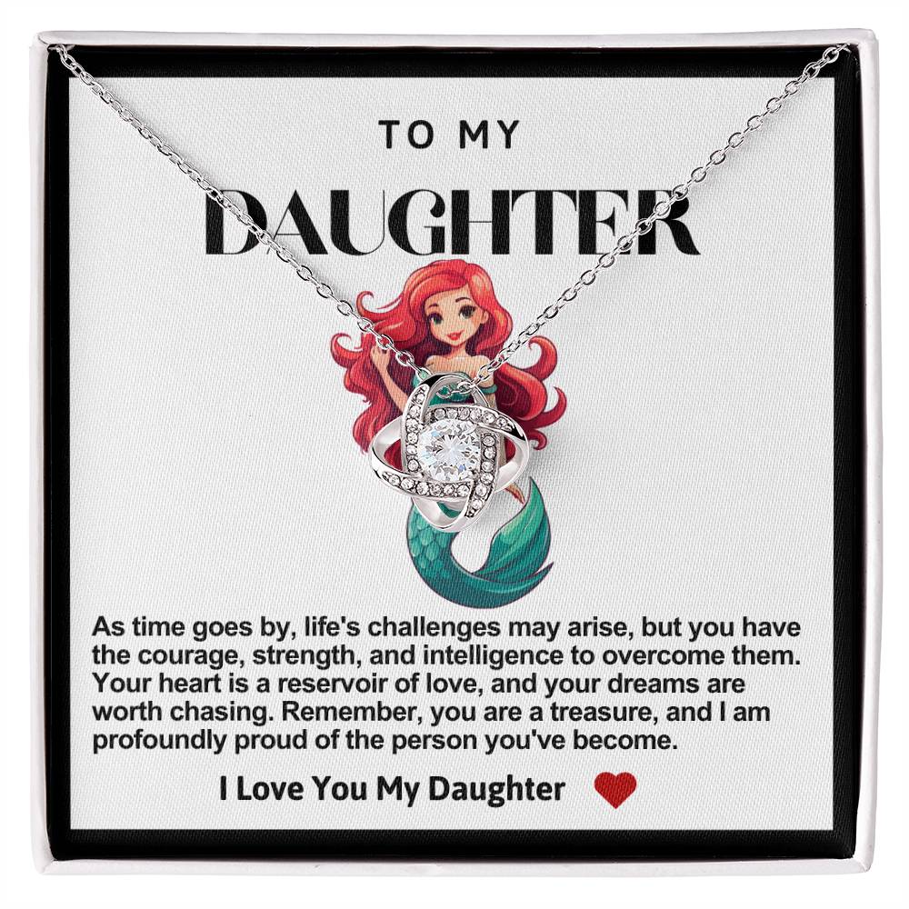 Daughter Red Hair Mermaid Love Knot Necklace