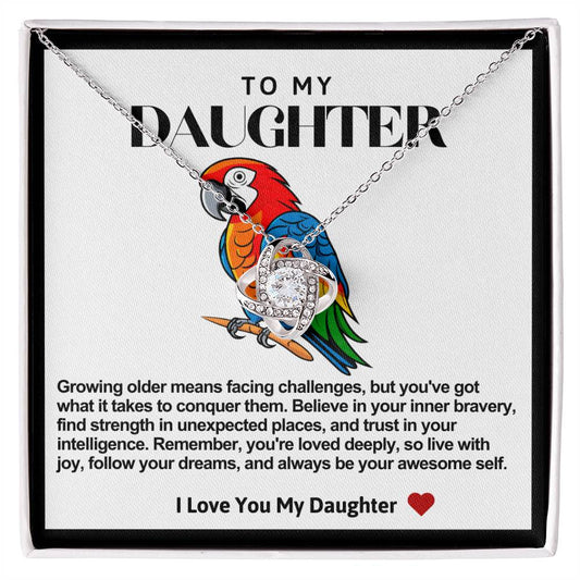 Daughter Parrot Love Knot Necklace