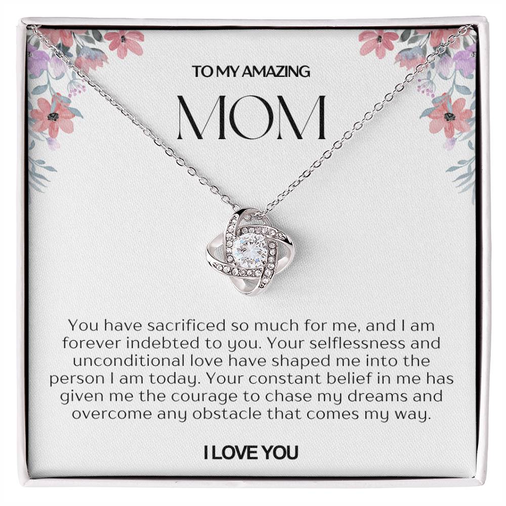 To My Amazing Mom Love Knot Necklace