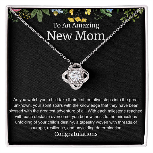 To An Amazing New Mom Love Knot Necklace