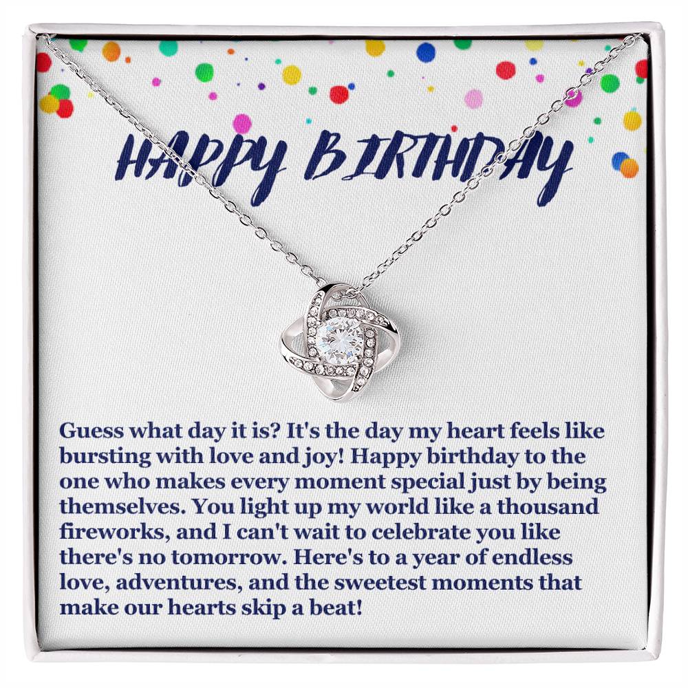 Happy Birthday Love Knot Necklace