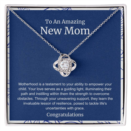 To An Amazing New Mom Love Knot Necklace