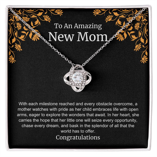 To An Amazing New Mom Love Knot Necklace