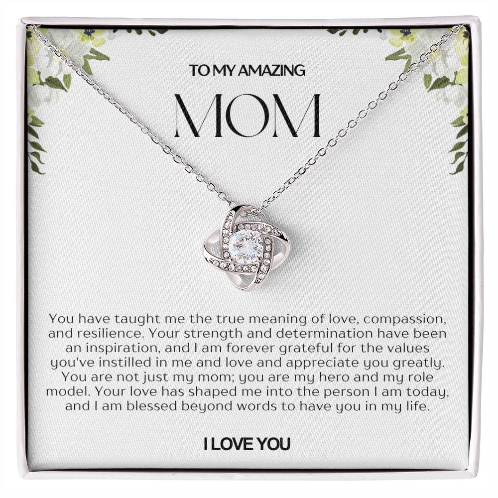 To My Amazing Mom Love Knot Necklace