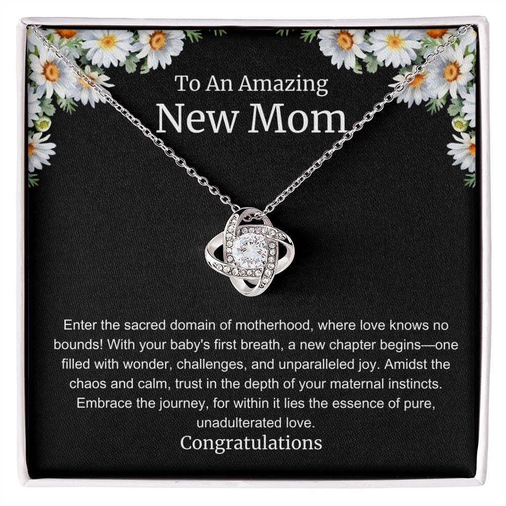 To An Amazing New Mom Love Knot Necklace