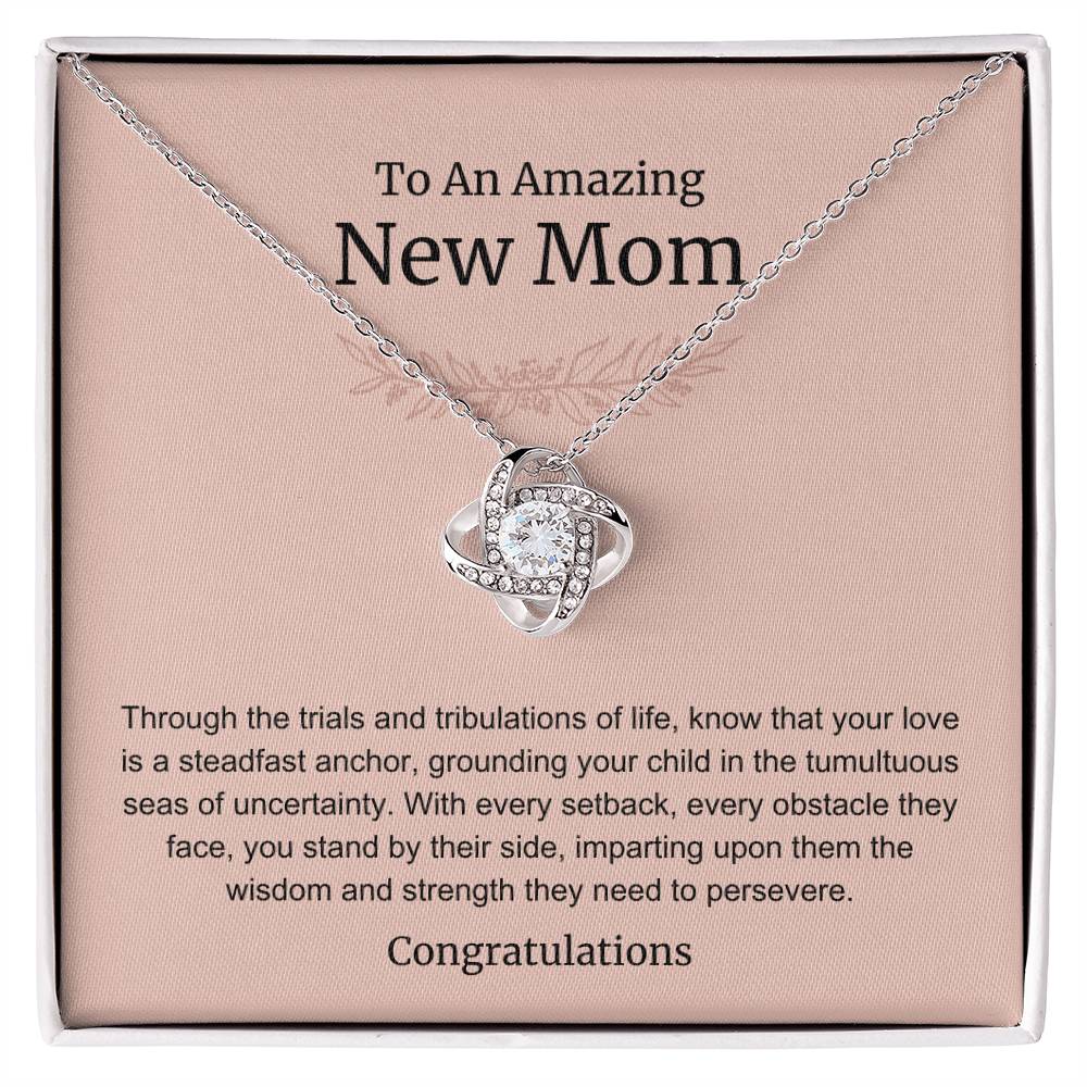 To An Amazing New Mom Love Knot Necklace