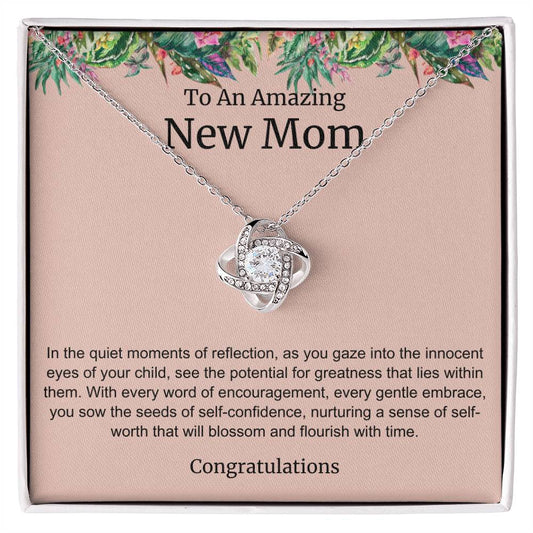 To An Amazing New Mom Love Knot Necklace