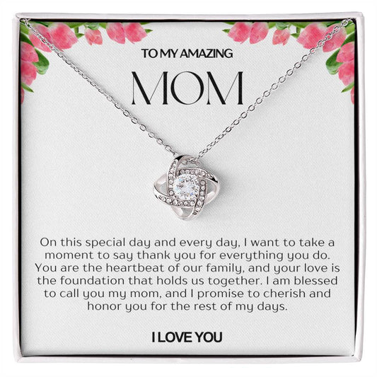 To My Amazing Mom Love Knot Necklace