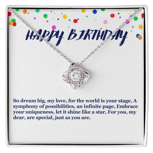 Happy Birthday Love Knot Necklace