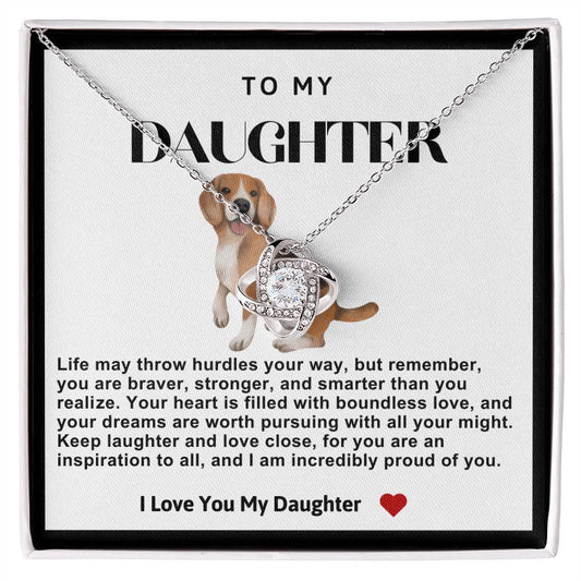 Daughter Dog Love Knot Necklace