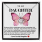 Daughter Pink Butterfly Love Knot Necklace