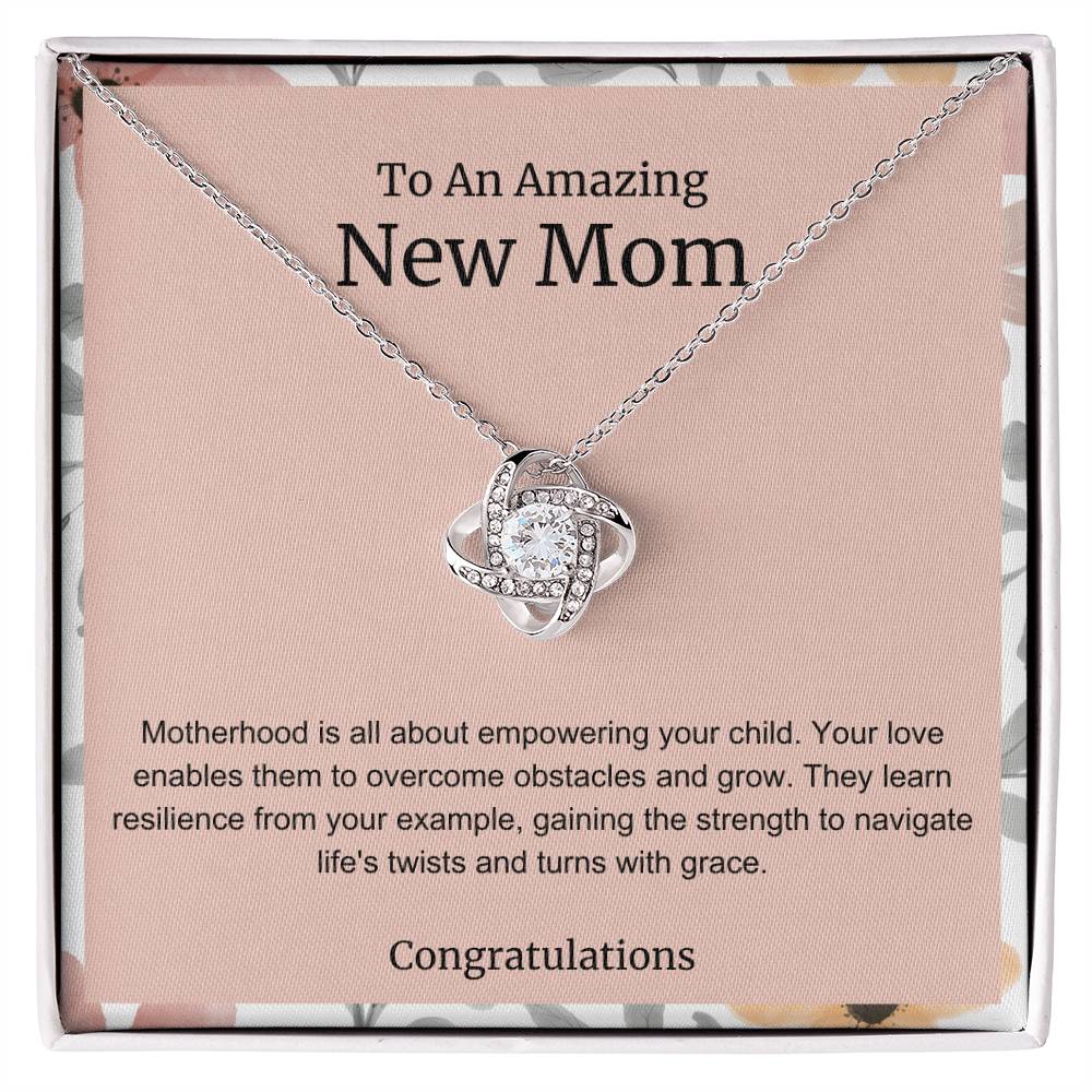 To An Amazing New Mom Love Knot Necklace