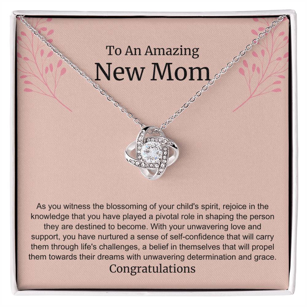 To An Amazing New Mom Love Knot Necklace