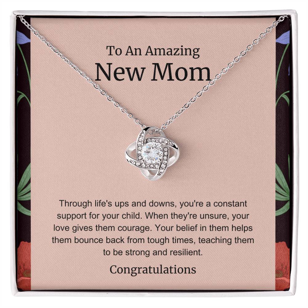 To An Amazing New Mom Love Knot Necklace