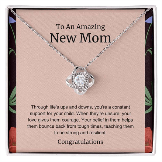 To An Amazing New Mom Love Knot Necklace