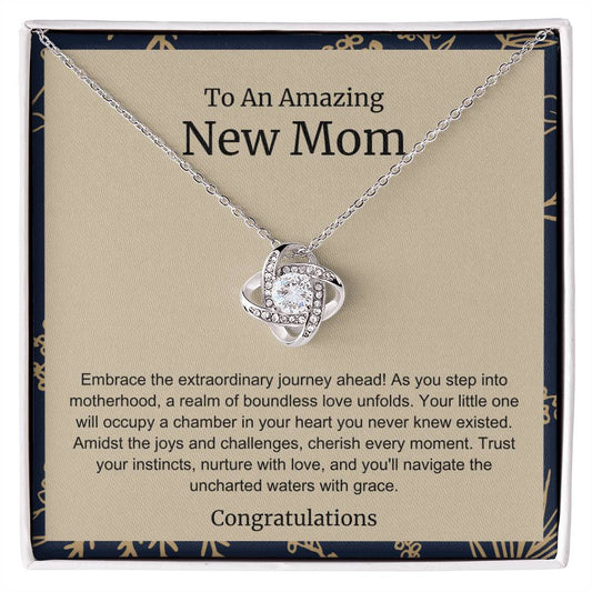 To An Amazing New Mom Love Knot Necklace