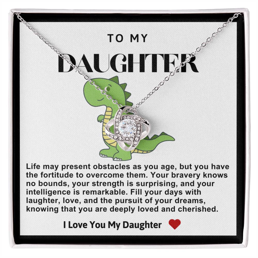 Daughter Dinosaur Love Knot Necklace