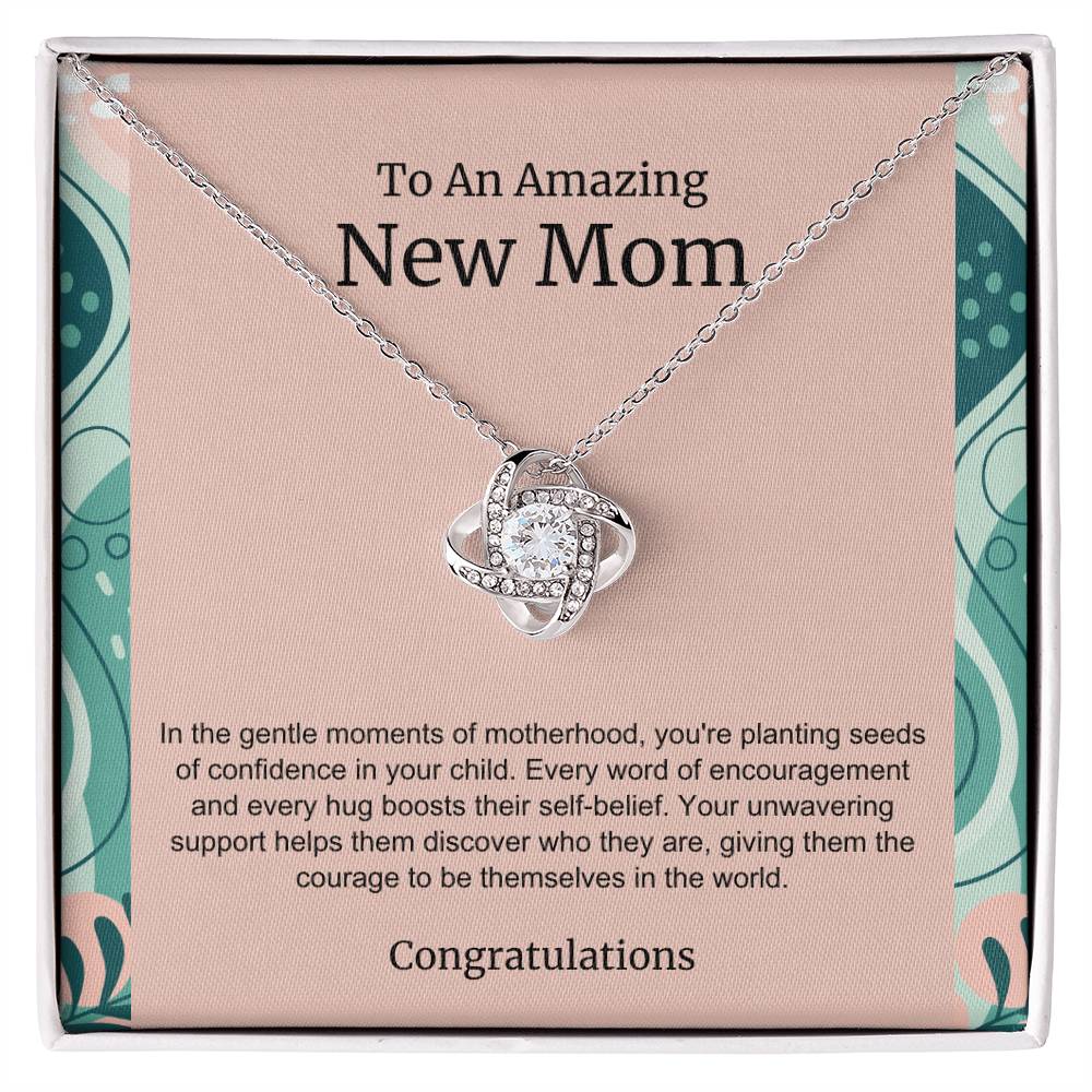 To An Amazing New Mom Love Knot Necklace