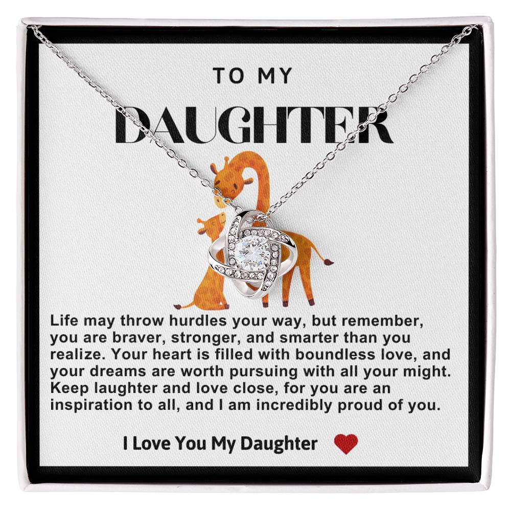 Daughter Giraffe Love Knot Necklace