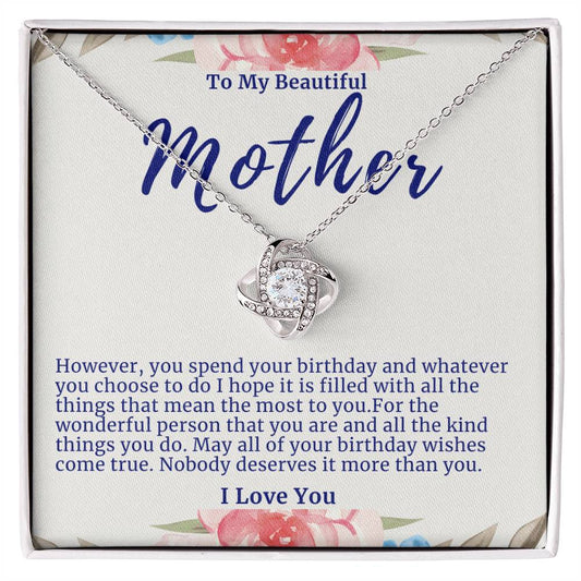 Mother Love Knot Birthday Necklace