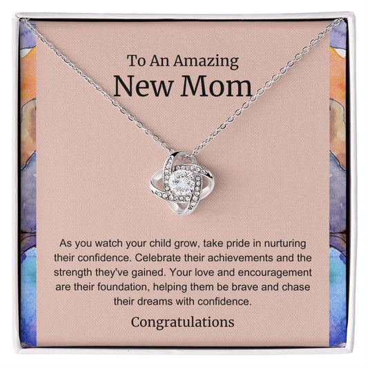 To An Amazing New Mom Love Knot Necklace