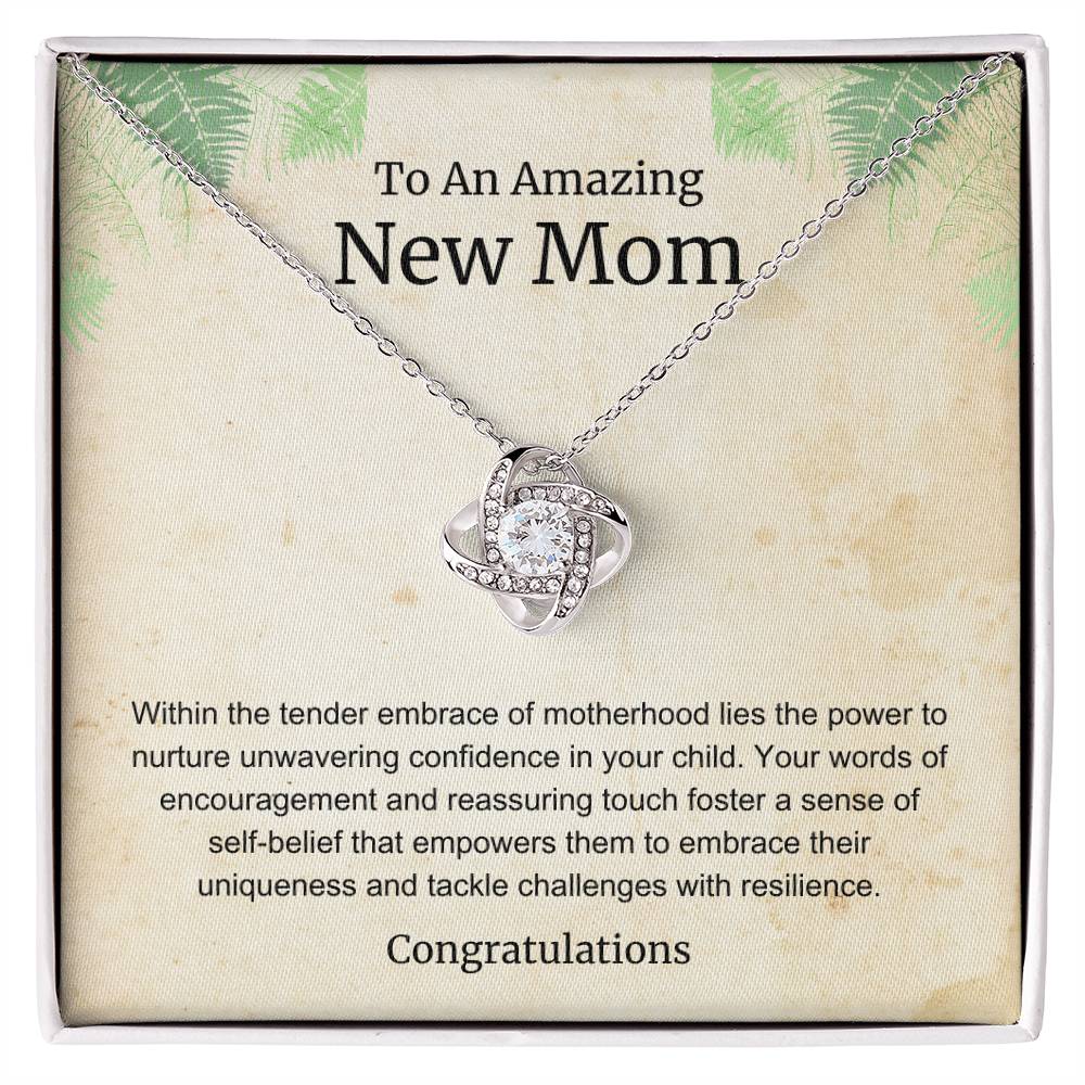 To An Amazing New Mom Love Knot Necklace