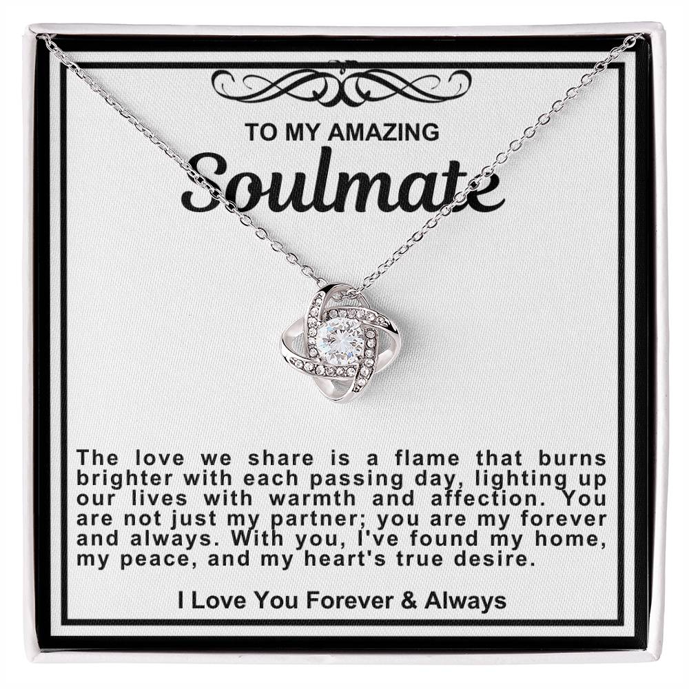 Soulmate Love Knot Necklace- The Love We Share Is A Flame That Burns Bright