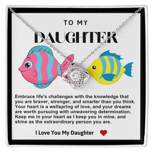 Daughter Fish Love Knot Necklace